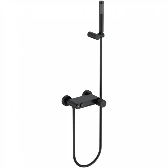 Смеситель для ванны Boheme Stick Linea 123-BB.3 с душевым гарнитуром, черный матовый