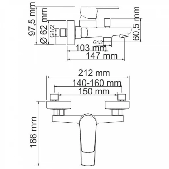 Смеситель для ванны WasserKRAFT Dill 6101