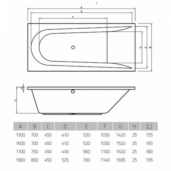 Акриловая ванна 160x70 см Vayer Boomerang GL000010855