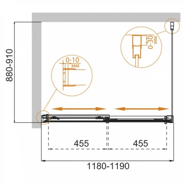 Душевой уголок 120x90 см Cezares TANDEM-SOFT-AH-2-120/90-C-Cr-IV прозрачное