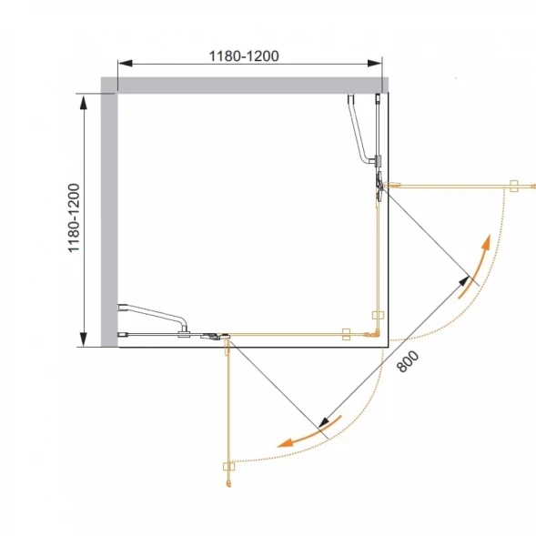 Душевой уголок Cezares Bergamo 120x120 см текстурное стекло BERGAMO-W-A-2-120-P-Cr