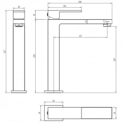 Смеситель для раковины Boheme Qubic 472-SGM графит глянец