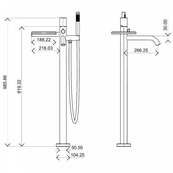 Смеситель напольный для ванны Boheme Stick Touch 129-BG.2