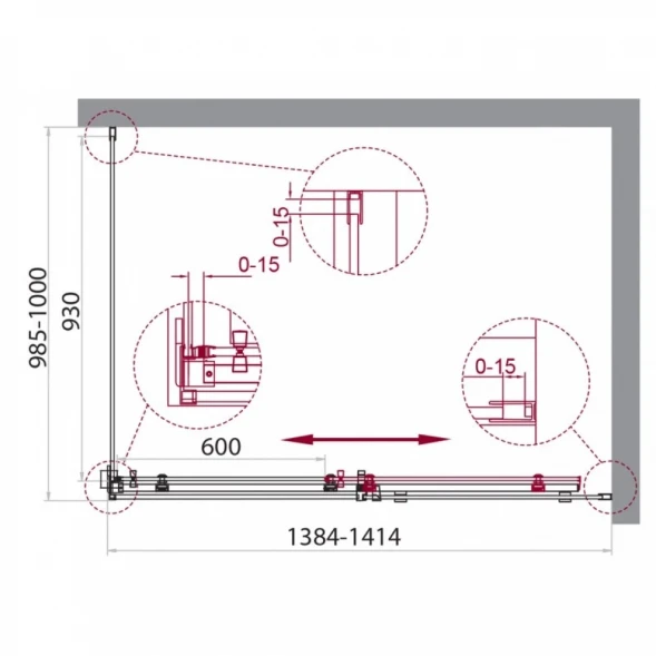 Душевой уголок 140x100 см BelBagno ACQUA-AH-1-140/100-C-Cr прозрачное