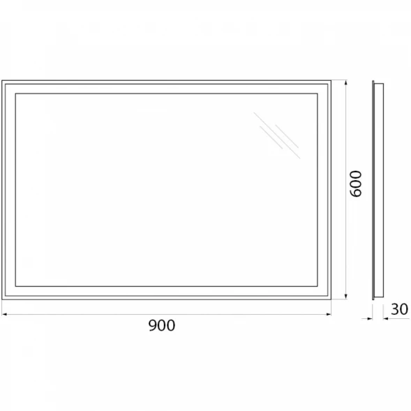 Зеркало 90x60 см BelBagno SPC-GRT-900-600-LED-BTN
