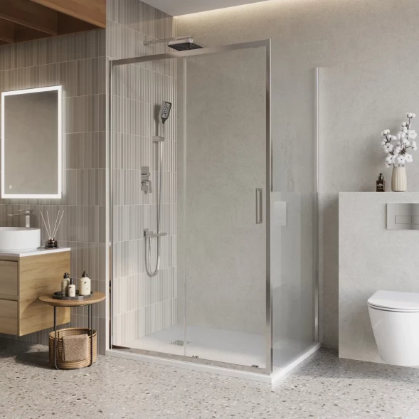 Душевой уголок BelBagno Luce LUCE-AH-1-110/100-C-Cr 110x100 см, профиль хром, стекло прозрачное