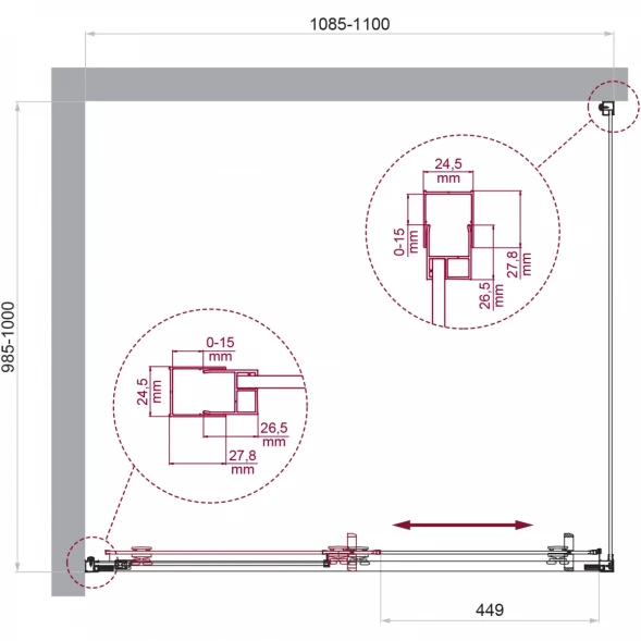 Душевой уголок BelBagno Luce LUCE-AH-1-110/100-C-Cr 110x100 см, профиль хром, стекло прозрачное