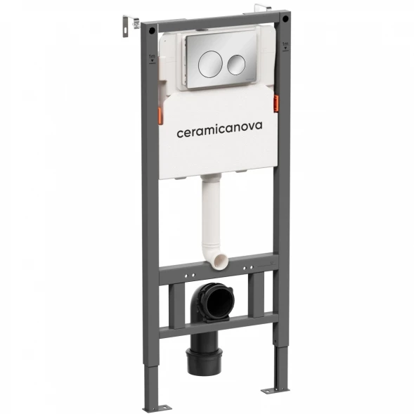 Инсталляция для унитаза Ceramica Nova Balance Circle CN121001CH с кнопкой смыва, хром
