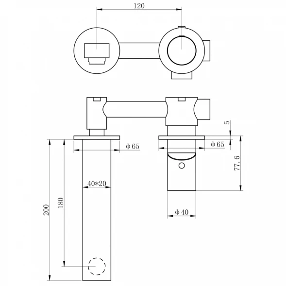 Смеситель для раковины Wonzon &amp; Woghand WW-105-MB встраиваемый, черный матовый