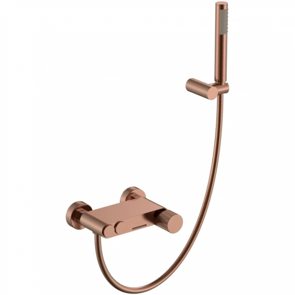 Смеситель для ванны Boheme Stick Linea 123-CB.3 с душевым гарнитуром, медь матовая