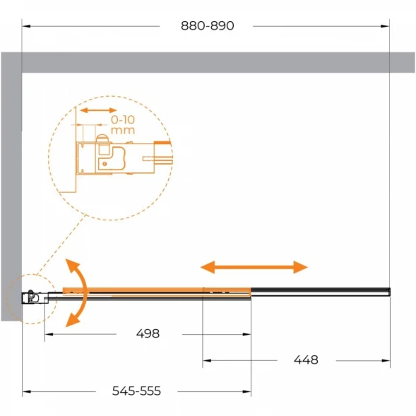Шторка для ванны Cezares Slider SLIDER-VF-11-90/150-C-GM 89 см, профиль оружейная сталь матовый, стекло прозрачное