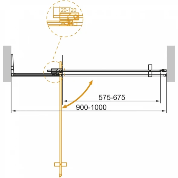 Душевая дверь 90-100 см Cezares SLIDER-B-1-90/100-C-Cr прозрачное