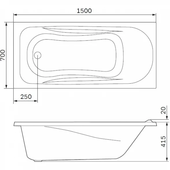 Акриловая ванна 150x70 см Am.Pm Sense New W76A-150-070W-A