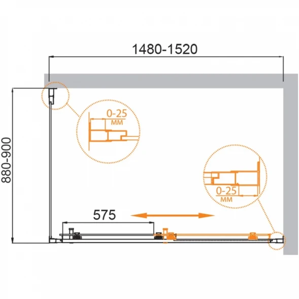 Душевой уголок Cezares Molveno MOLVENO-AH-11-150/90-C-GM-IV 150x90 см, профиль оружейная сталь матовый, стекло прозрачное
