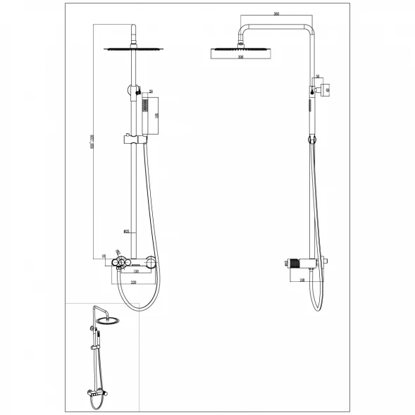 Душевая система 300 мм Boheme Stick Touch 128-WCR.2