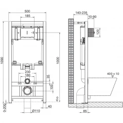 Инсталляция для унитаза BelBagno Marmi BB002-80/BB009-MR-BIANCO с кнопкой смыва, белый