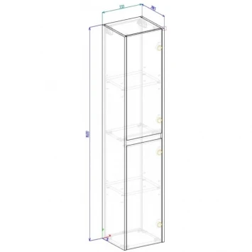 Пенал BelBagno Kraft KRAFT-1600-2A-SC-PP-L подвесной L, Pino Pasadena
