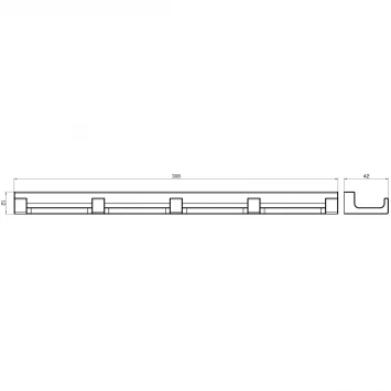 Планка с крючками Wonzon & Woghand Eclipse WW-9155-GM для ванны, темный графит матовый