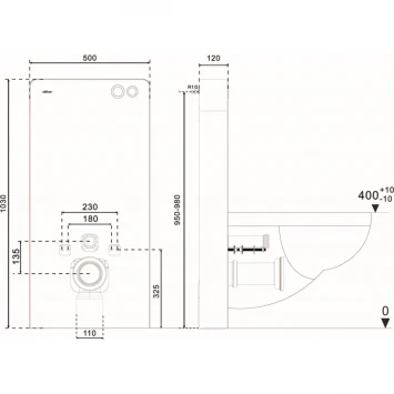 Инсталляция для унитаза Abber AC0107MW с кнопкой смыва, белый