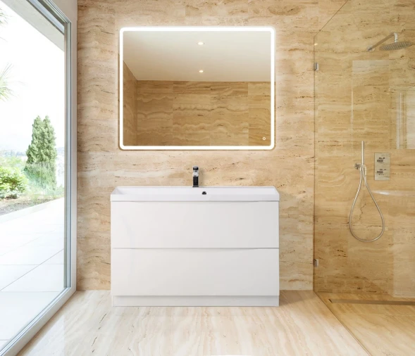 Тумба Bianco Lucido 89,6 см BelBagno Marino MARINO-900-2C-PIA-BL-P