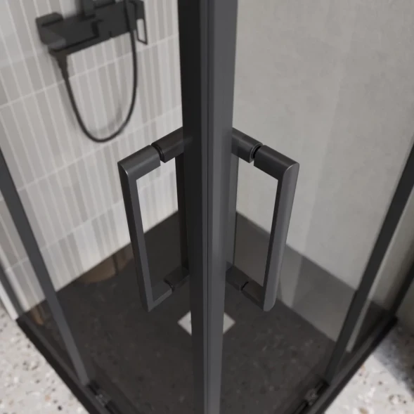 Душевой уголок BelBagno Luce LUCE-A-2-90-C-NERO 90x90 см, профиль черный матовый, стекло прозрачное
