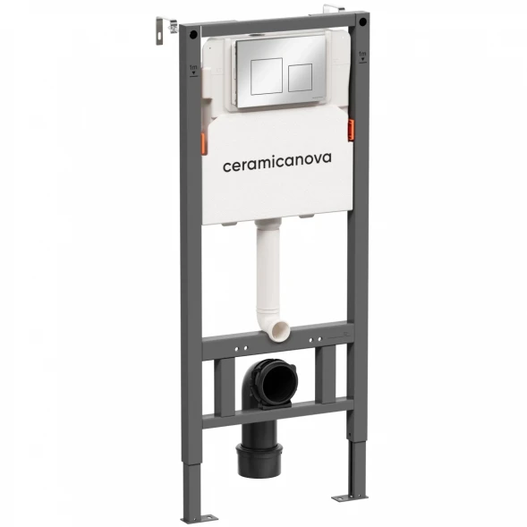 Инсталляция для унитаза Ceramica Nova Balance Square CN121002CH с кнопкой смыва, хром