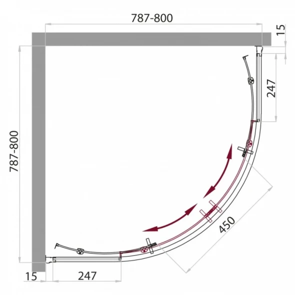 Душевая кабина 80x80x235 см BelBagno UNO-CAB-R-2-80-P-Cr-TOP текстурное стекло