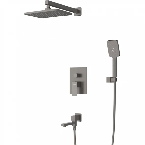 Душевой комплект Cezares Slider SLIDER-VDSET-GM 270x200 мм, со смесителем, оружейная сталь