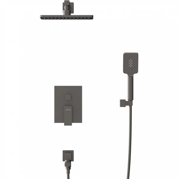 Душевой комплект Cezares Slider SLIDER-VDSET-GM 270x200 мм, со смесителем, оружейная сталь