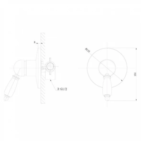 Смеситель для душа Caprigo Adria Uno 02-550-crm