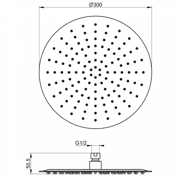 Верхний душ Wonzon &amp; Woghand WW-88DP04-MB 300 мм, черный матовый