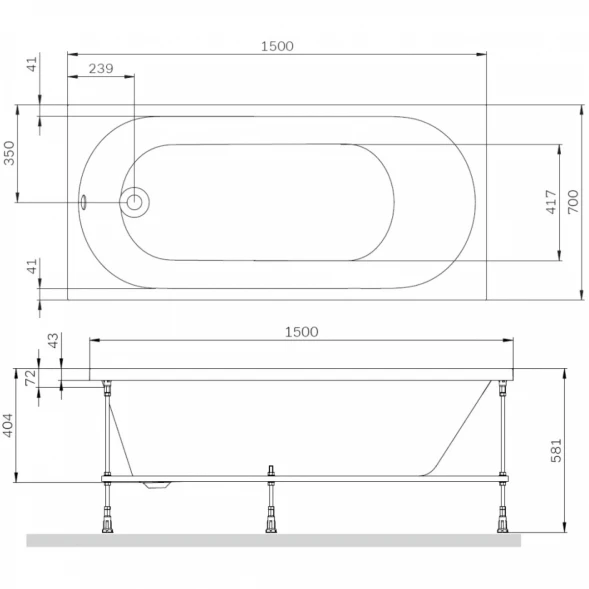 Акриловая ванна Am.Pm X-Joy W94A-150-070W-A 150x70 см, белый