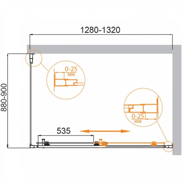 Душевой уголок Cezares Molveno MOLVENO-AH-11-130/90-P-Cr 130x90 см, профиль хром, стекло текстурное