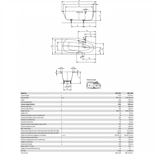 Ванна стальная Kaldewei Mini 832 224830003001 157x75 см L, угловая, с антискользящим и водоотталкивающим покрытием, альпийский белый