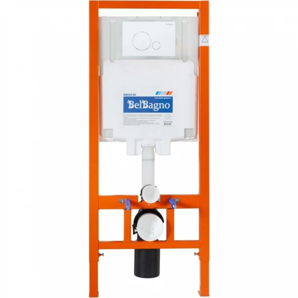 Комплект инсталляция с унитазом BelBagno Sfera BB070CHR/SC/BB002-80/BB014-SR-BIANCO с кнопкой смыва, белый + унитаз подвесной BelBagno Loto безободковый, с сиденьем микролифт, белый