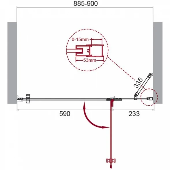 Душевая дверь 90 см BelBagno Kraft KRAFT-B-12-60/30-C-Cr-R прозрачное