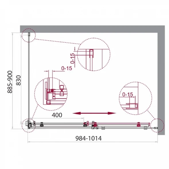 Душевой уголок 100x90 см BelBagno ACQUA-AH-1-100/90-C-Cr прозрачное