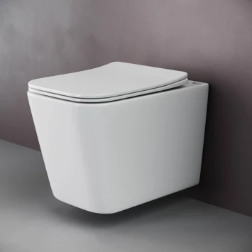Унитаз подвесной Ceramica Nova Cubic CN1806 безободковый, с сиденьем микролифт, белый