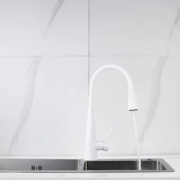 Смеситель для кухни Rose R213C с гибким изливом, белый