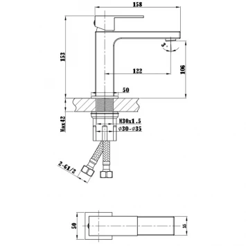 Смеситель для раковины без донного клапана Vincea Cube VBF-1C01BG