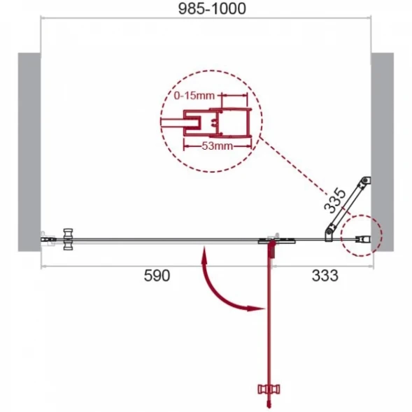 Душевая дверь 100 см BelBagno Kraft KRAFT-B-12-60/40-C-Cr-R прозрачное