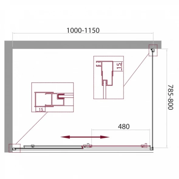 Душевой уголок 100-115x80 см BelBagno UNIQUE-AH-1-100/115-80-C-Cr прозрачное