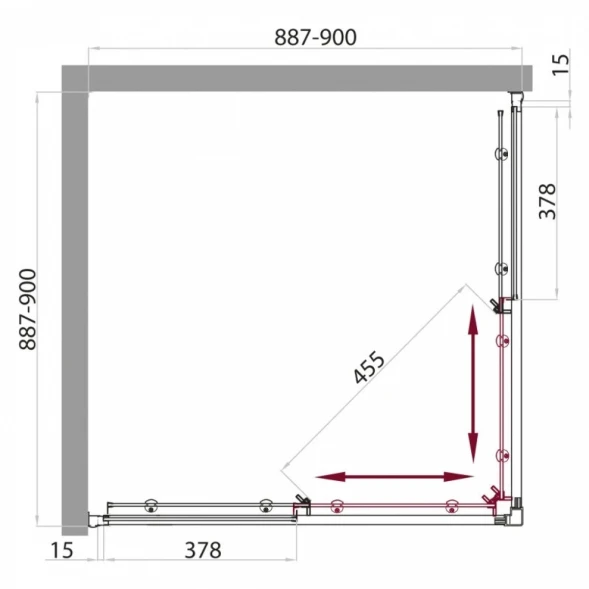Душевая кабина 90x90x235 см BelBagno UNO-CAB-A-2-90-C-Cr-TOP прозрачное