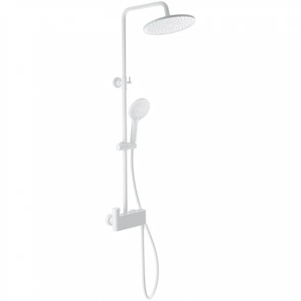 Душевая система Wonzon &amp; Woghand Muse Corno WW-B3110-MW 255 мм, с термостатом, белый матовый