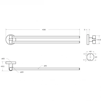 Полотенцедержатель Cezares Relax RELAX-THD-S-01 40,8 см, поворотный, двойной, хром