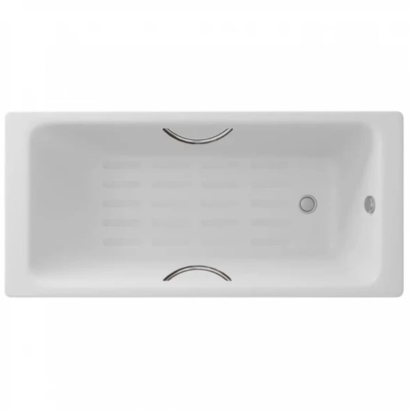 Ванна чугунная Delice Parallel DLR220504R-AS 160x70 см, с ручками, антискользящим покрытием, белый