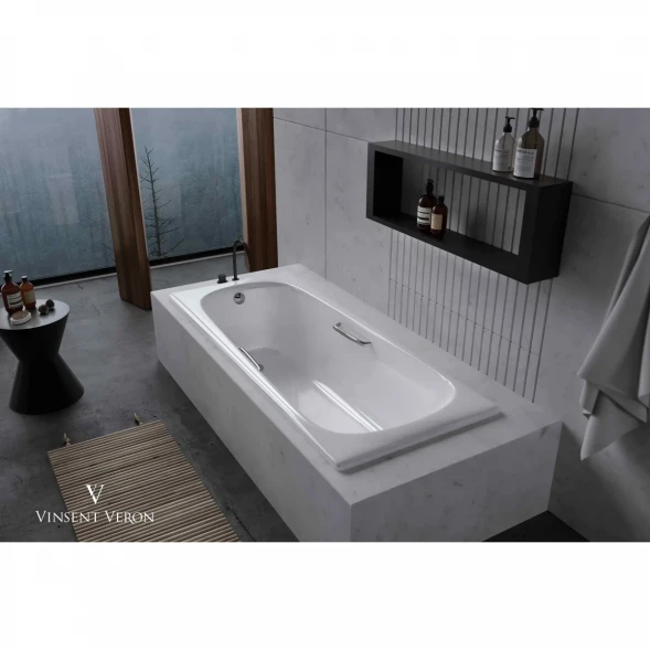 Ванна чугунная Vinsent Veron Concept VCO1657042H/VH0012CH 165x70 см, с ручками, белый