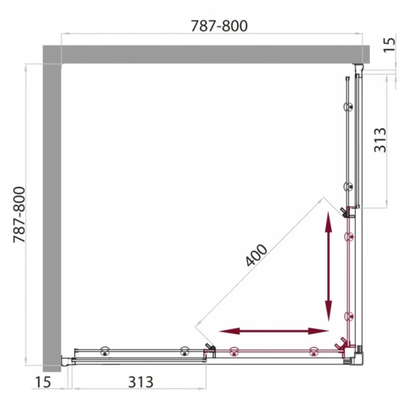 Душевая кабина 80x80x235 см BelBagno UNO-CAB-A-2-80-P-Cr-TOP текстурное стекло