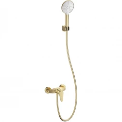 Смеситель для душа Wonzon & Woghand Alfa WW-AE3102-BG с душевым гарнитуром, золотой матовый