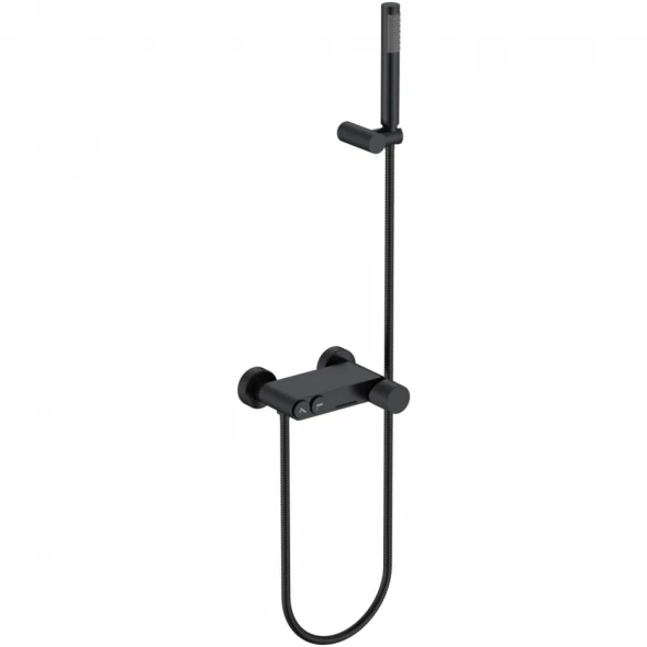 Смеситель для ванны Boheme Stick Spirale 123-BB.4 с душевым гарнитуром, черный матовый